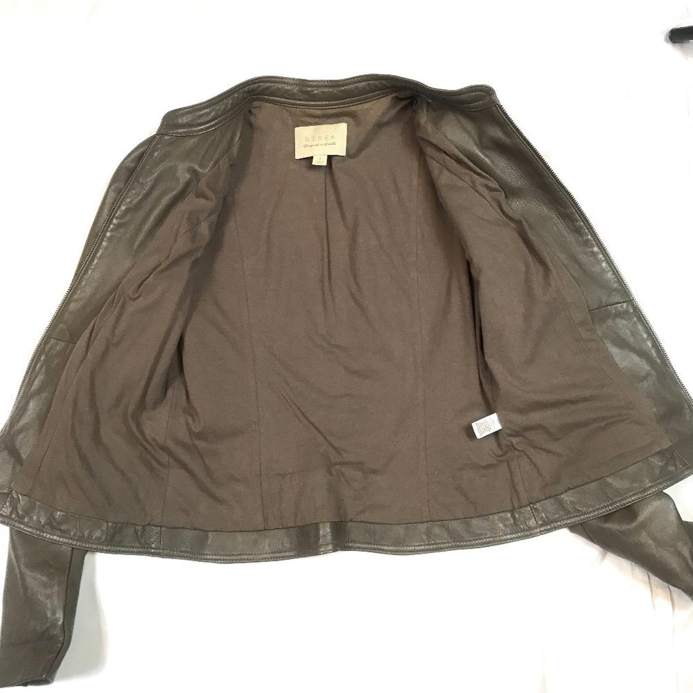 Hinge Puff Shoulder Gray fitted Leather Jacket S - Picture 11 of 12